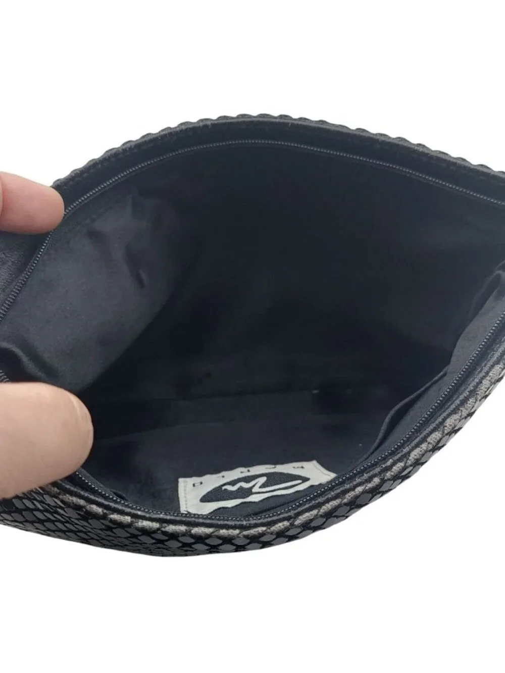 Marlo Black Mesh Metallic Evening Bag Purse Chain Strap Zip Closure Inner Pocket